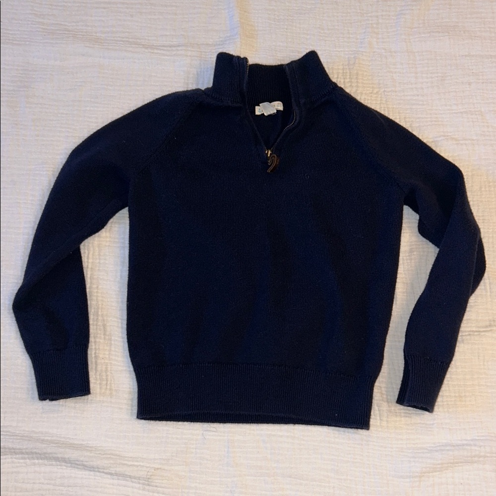 Crewcuts Boy’s Quarter Zip Sweater Blue 6-7 Cotton & Cashmere Preppy Dapper